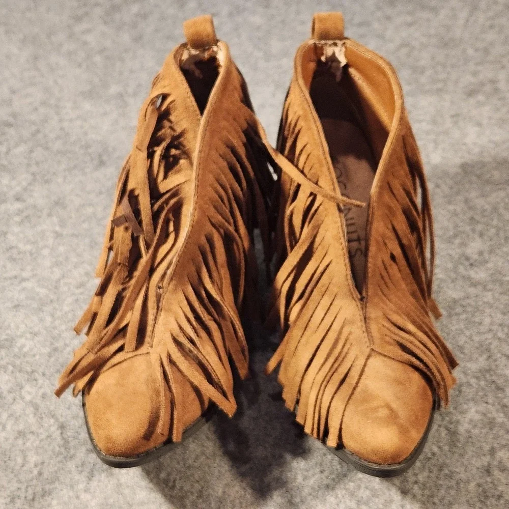 Coconuts By Matisse‎ Boots Womens Size 6 Tan Lombard Fringe Western Booties